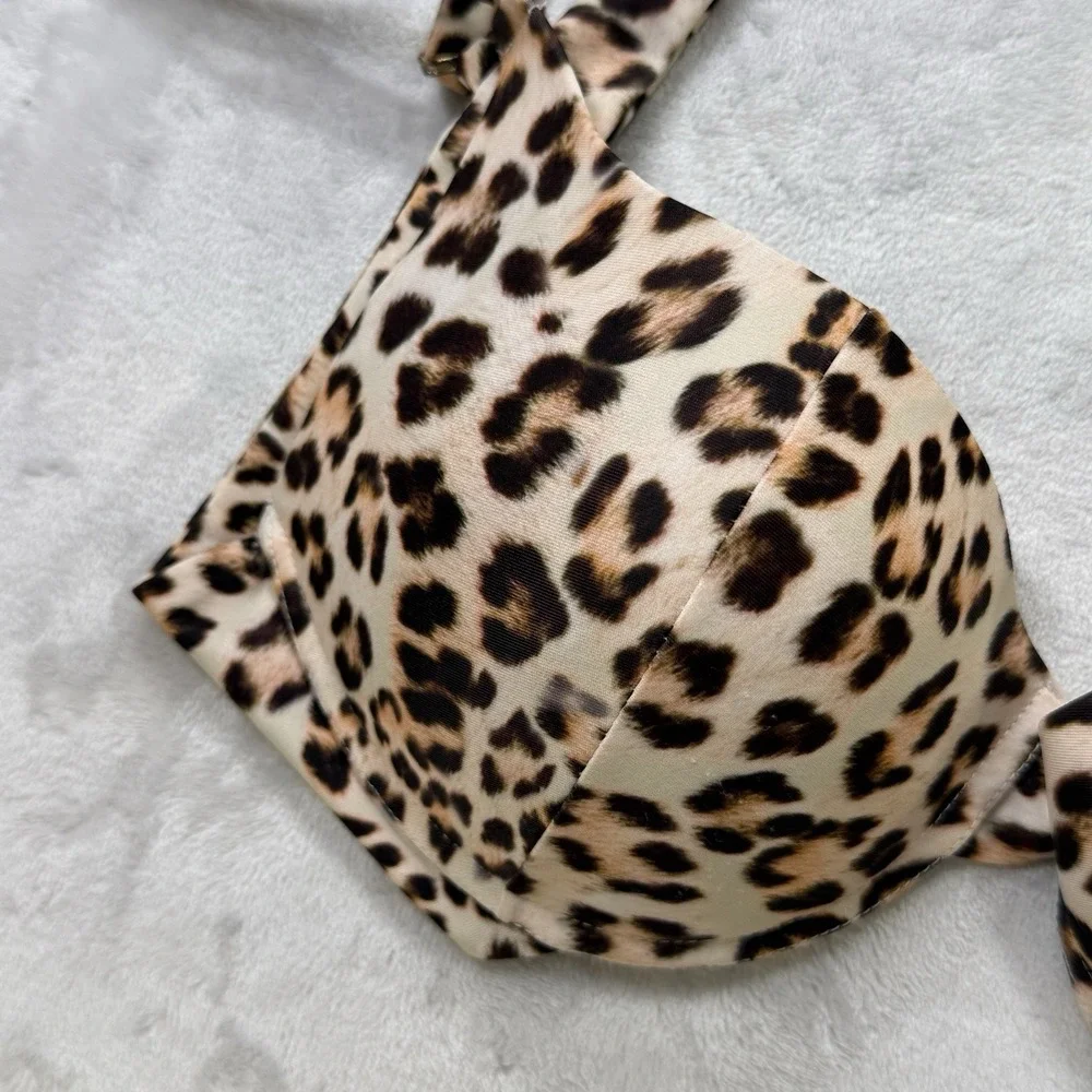 Kulani Kinis‎ Bikini Top XL Underwire Leopard Print Adjustable Swim